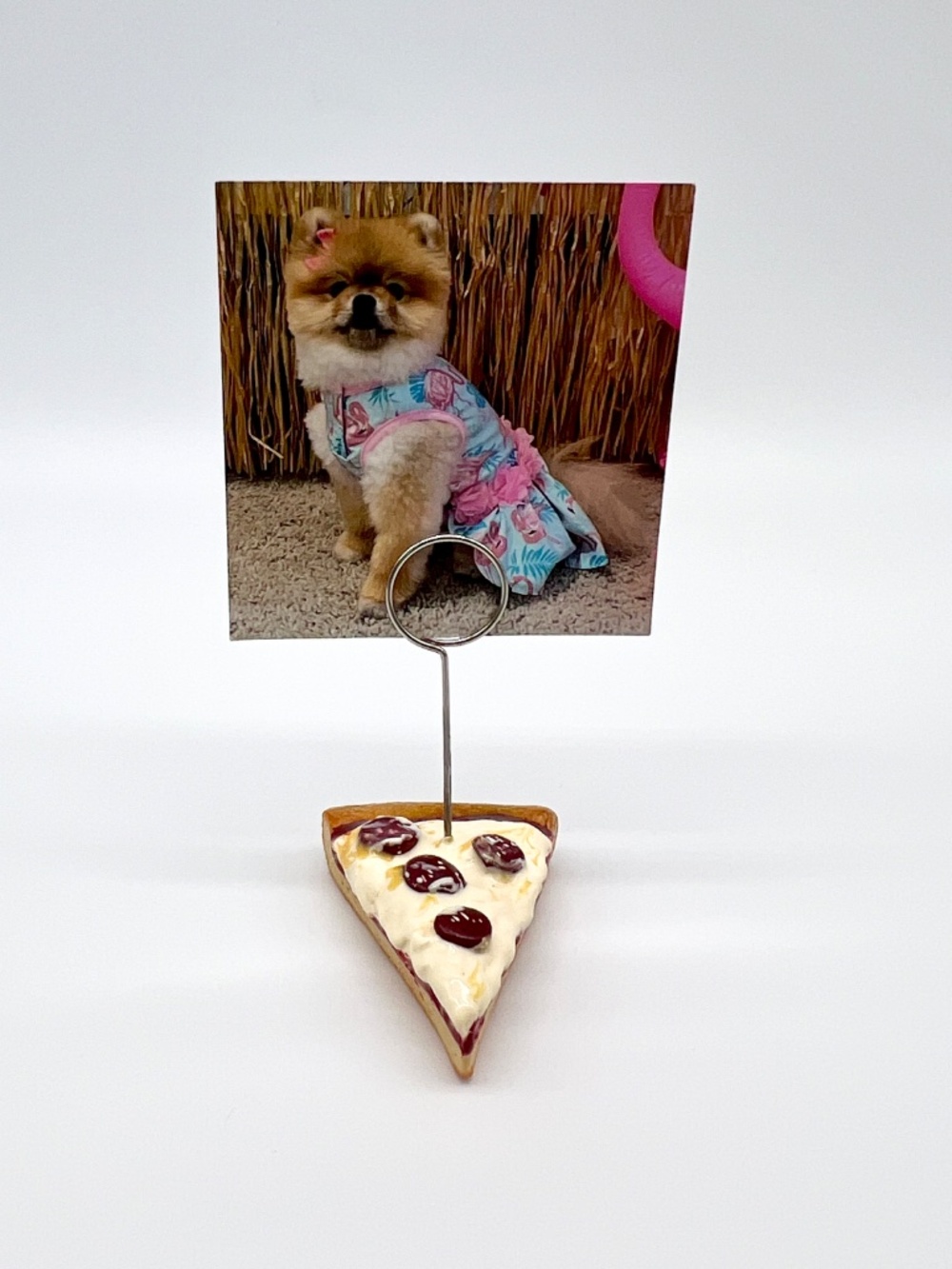 Pizza Place Card Holder or Photo Holder – Handmade Mini Pepperoni Slice - Picture 11 of 12